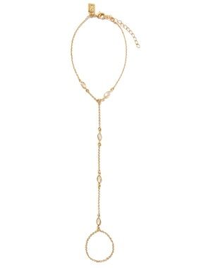 Gold Marquise Accent Hand Chain Bracelet